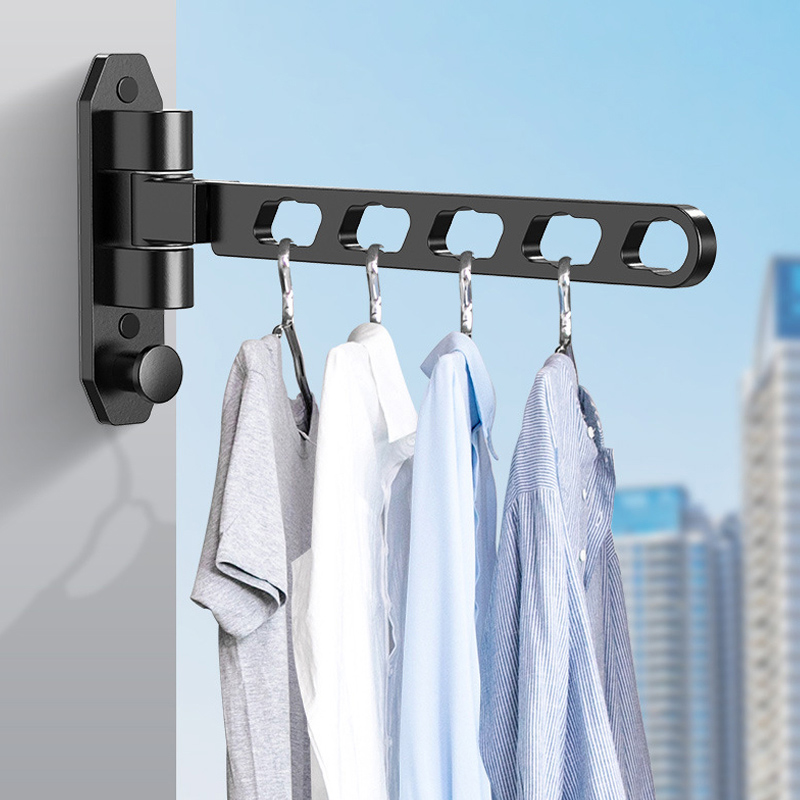Wall Mounted Clothes Hanger With Swing Arm Laundry Room Clothes Dryer Rack Drying Rack Folding Valet HookOrganizer Silent Swing: Default Title
