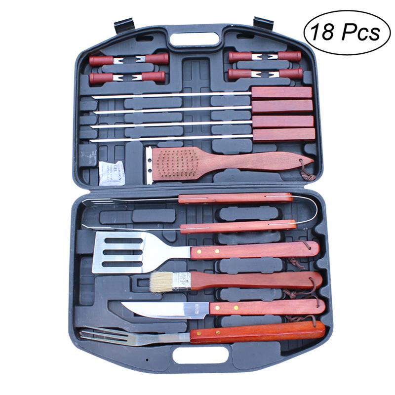 Ensemble d'ustensiles de Barbecue parfaits pour Barbecue d'extérieur en acier inoxydable, 18 pièces/ensemble, emballage du boîtier