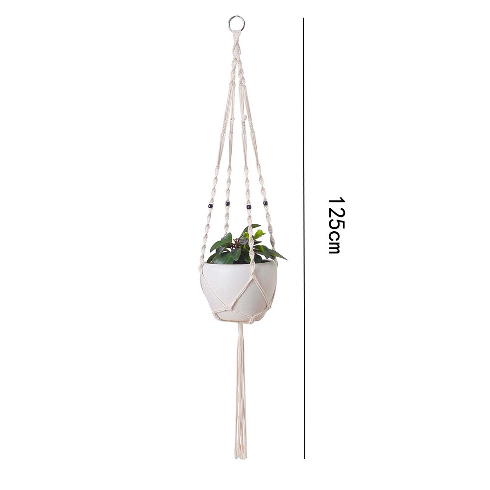 Macrame planteophæng kurve urtepotteholder balkon vægophæng plantekasse indretning knyttet løftereb hjem havetilbehør: G