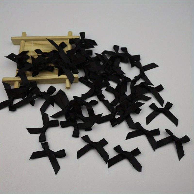 100 unids/pack lazos de cinta rosa fresco tamaño pequeño lazo de cinta de satén flor artesanía decoración trabajo hecho a mano decoración de DIY: Color zafiro profundo