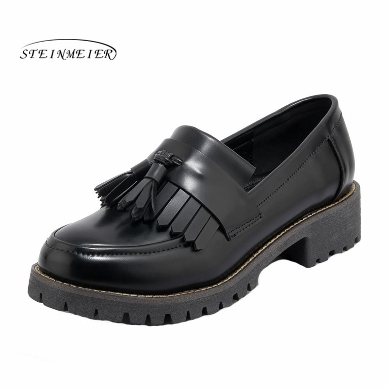 Kvinder oxford flade forårssko til kvinder læder lejligheder sommer brogues vintage slip on loafers afslappede sneakers sko
