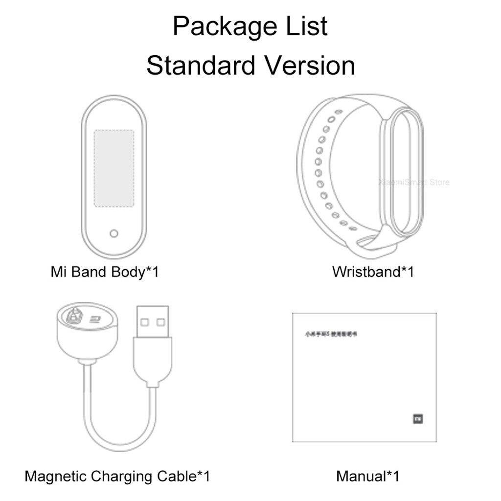 Xiaomi mi band 5 nfc smart armband 1.1 "amoled färgglad skärm puls fitness tracker magnetisk laddning vattentät #g30