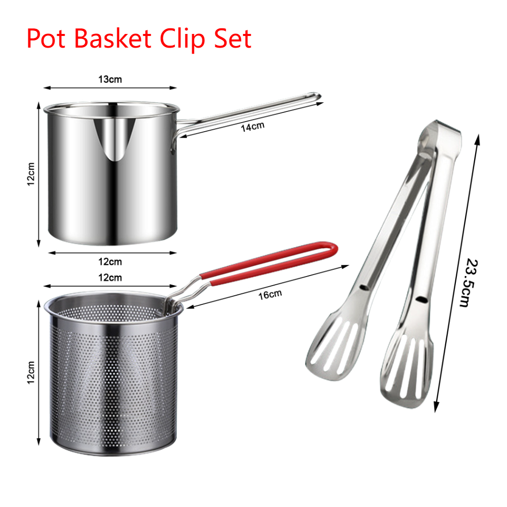 1200Ml Keukenfriteuse Met Zeef Frituurpot Bakpot 304 Roestvrijstalen Tempura Friteuse Pan Voor Gebakken Kip Kookgereedschap: Blauw