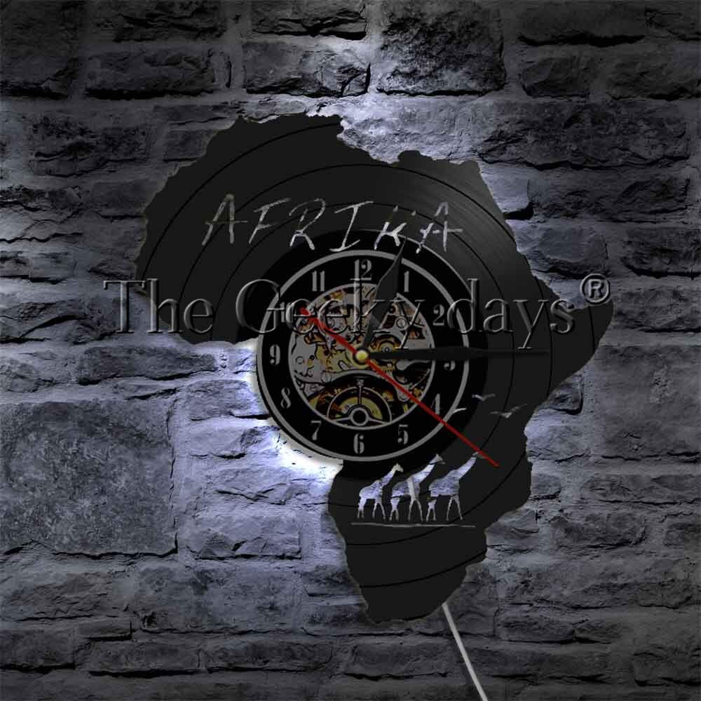 Horloge murale en vinyle animaux d'afrique, girafe Nature, animaux animaux, décoration artistique,