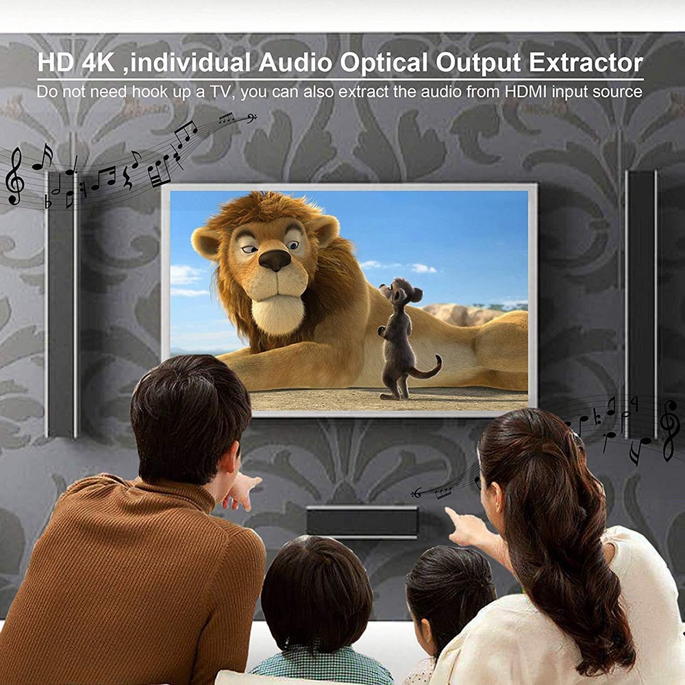 HDMI Matrix 4X2 4K HDR Switch Splitter 4 in 2 Out Optical Audio Extractor HDMI Switcher with Remote Controller