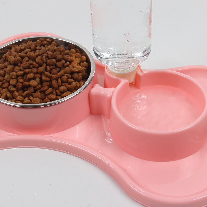 Cuencos antideslizantes de acero inoxidable para mascota, botella de agua para perro, cachorro, gato, bebida, comida para perro, cuenco doble, alimentador para gato, suministros