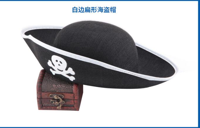 Sombrero de capitán pirata, gorro con de calavera y Crossbone, disfraz para vestido de lujo, de Halloween, poliéster 2022 Cos Prop