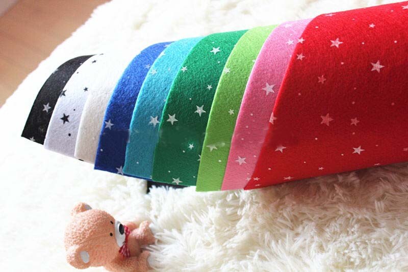 YY SPECIALE AANBIEDING 8 MIX KLEUR Ster Gedrukt Vilt Stof Polyester DIY vilt non-woven 14 CM X 14 cm