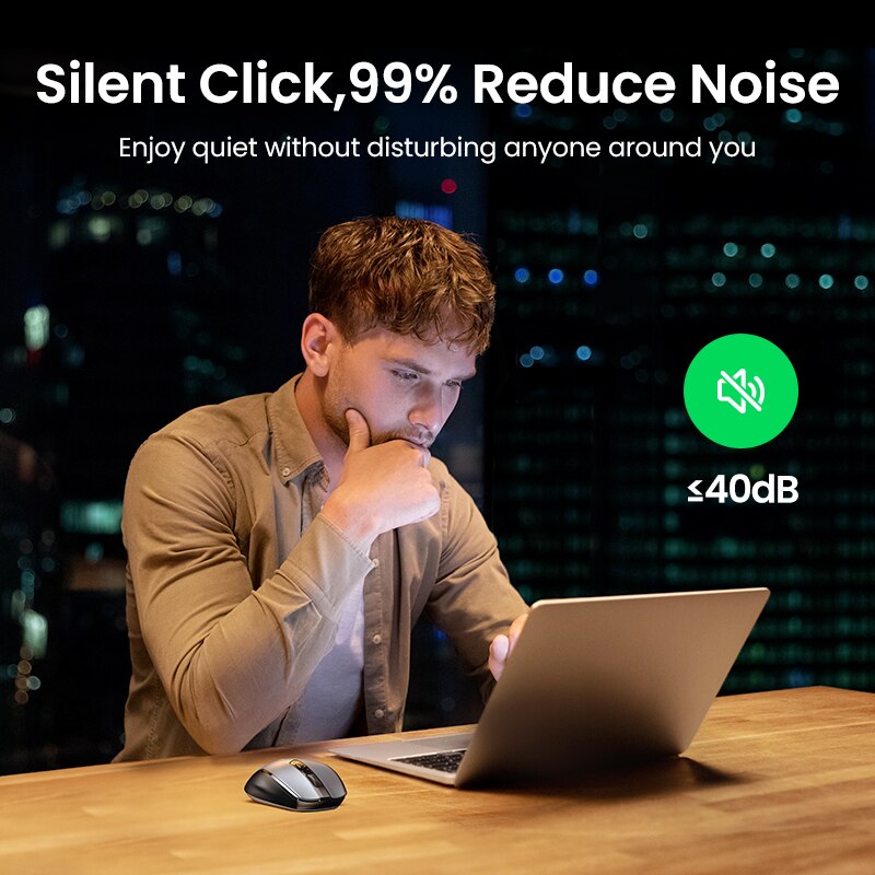 Mysz bezprzewodowa UGREEN mysz Bluetooth 5.0 ergonomiczna 4000 DPI cicha 6 przycisków dla tabletu MacBook mysz do laptopa cicha mysz 2.4G