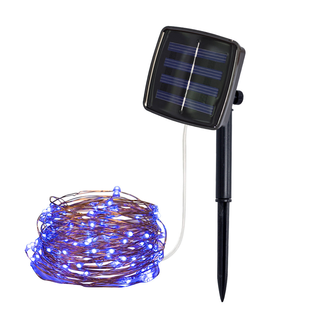 5m 50lights Outdoor Solar Powered Copper Wire Light String Fairy Party Decor: Blue 