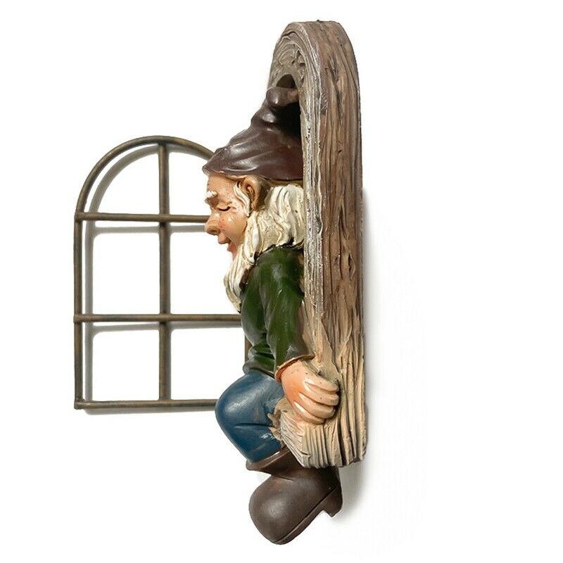 Tomte ut genom dörren träd hugger-trädgård prydnad träd dekor nyhet utomhus figur trädgård trädgård konst-träd skulptur trädgård dekoration