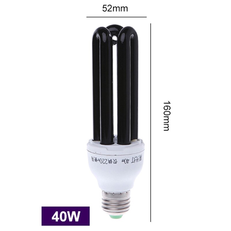 Bombillas UV negras de 13W-40W, luz ultravioleta E27, 220V, 12V, espiral BLB CFL, lámpara insecticida, luz fluorescente: Straight 40W / 220V