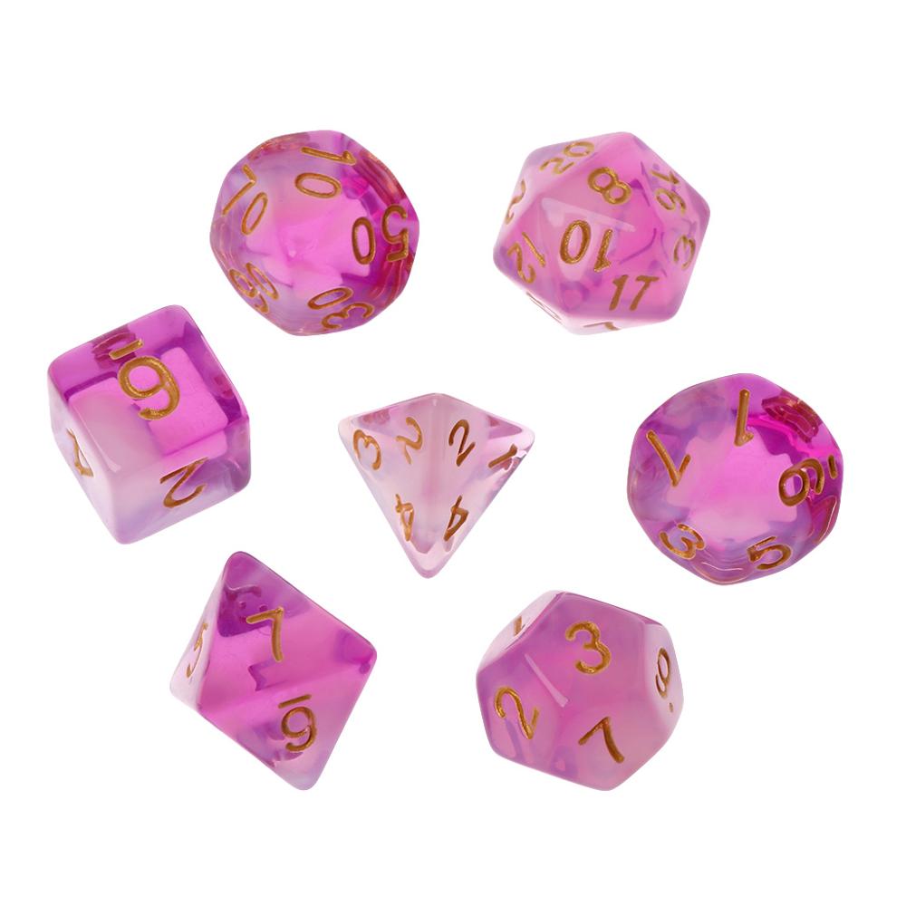7 Stks/set Polyhedral Zijdige Dobbelstenen D4 D6 D8 D10 D12 D20 Voor Rpg Poly Tafel Spel