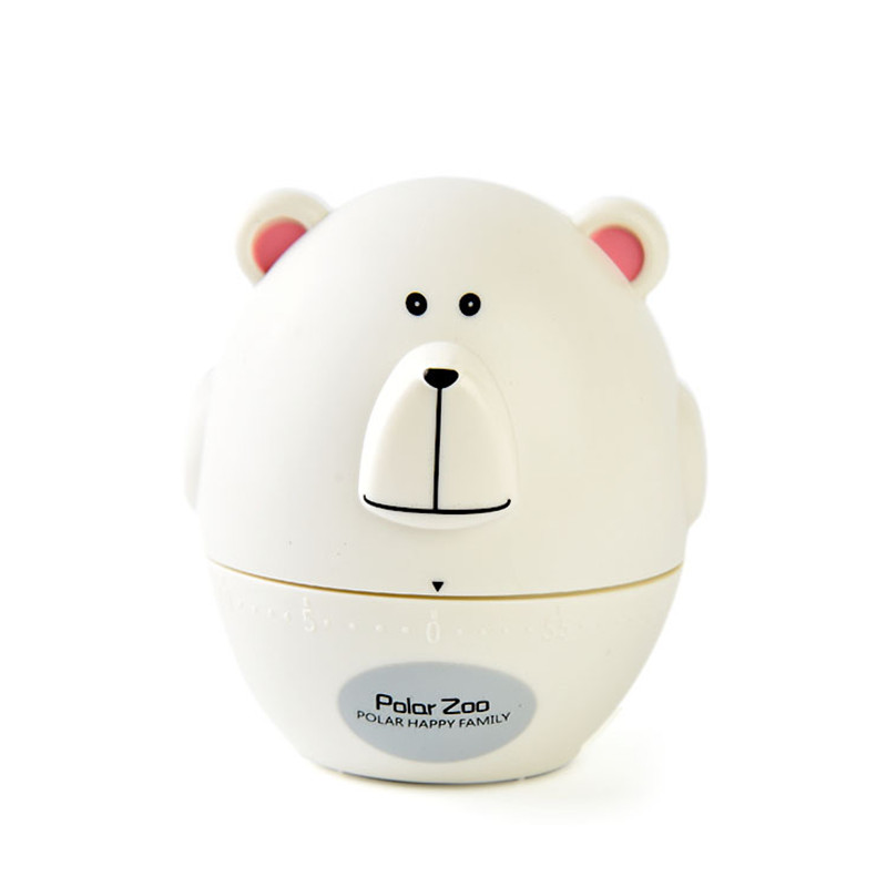 Kitchen Timer Cartoon Animal Cow Bear 55 Minute Timer Easy Operate Kitchen Cooking Helper Kitchen Accessories Home Decoration: White Bear Timer