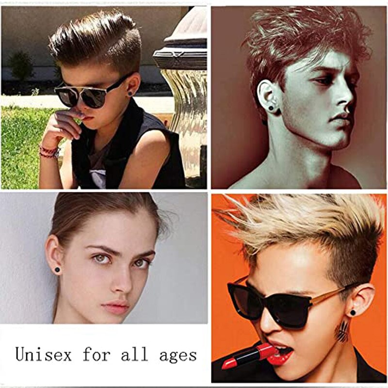 12 Pairs Stainless Steel Non Pierced Magnetic Earrings for Men Women CZ Clip on Dangle Earrings Set Hip Hop Rock Punk Retro