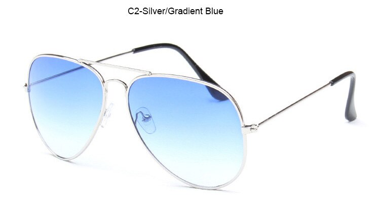 Pilot solbriller mænd vintage mærke briller sølv stel gradient blå gennemsigtige havlinser: C2