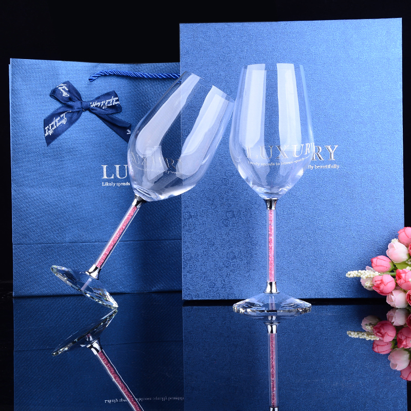 2 Stuks Wijn Glas Set Luxe Kristal Beker Champagne Met Diamanten Huwelijksgeschenken Home Party Drinken Glaswerk