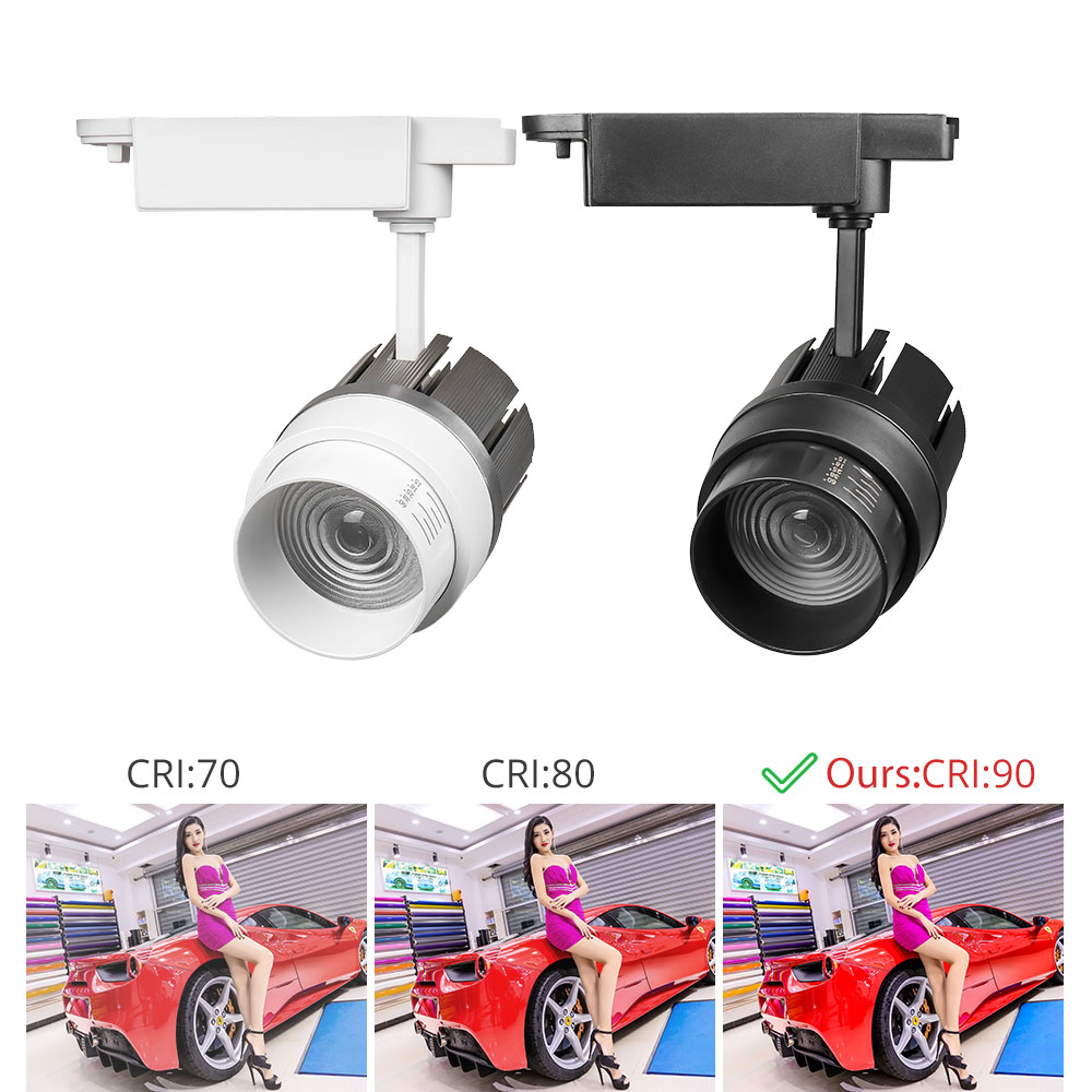 Moderne 30W LED Track Licht Zoom Zwart Rail Winkel Winkel Verlichting Spotlight Armatuur Keuken Plafond Showroom Spot Rail Zoommable