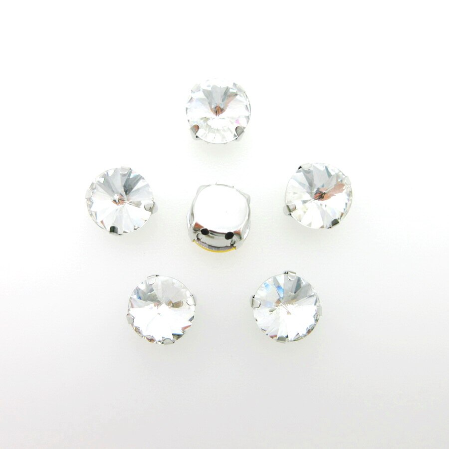 Mix Rivoli ronde vorm 7 maten zilveren klauw instellen clear crystal strass naaien op strass kralen trouwjurk schoenen diy trim