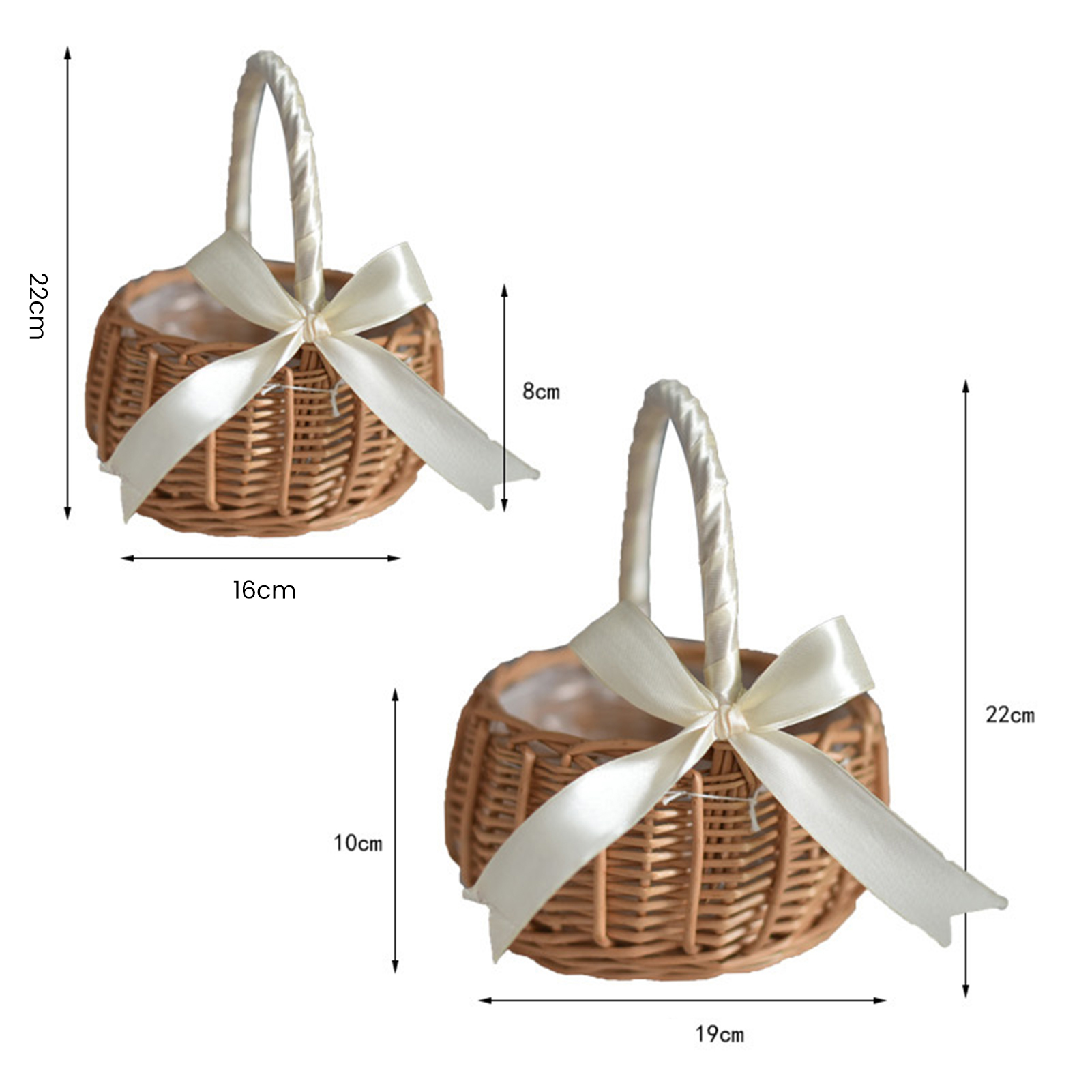 Hand-woven Wedding Flower Basket With Handle Wicker Sundries Basket Wedding Flower Girls Basket for Home Picnic Storage Basket