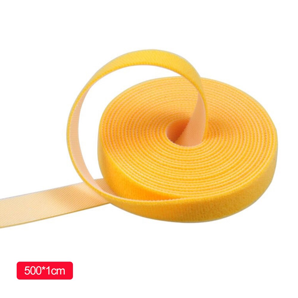 Herbruikbare 5M/Roll Kleur Kabel Zelfklevende Sluiting Tape Sterke Haken Draad Organisator Loop Tie Magic Tape Diy accessoires: Yellow