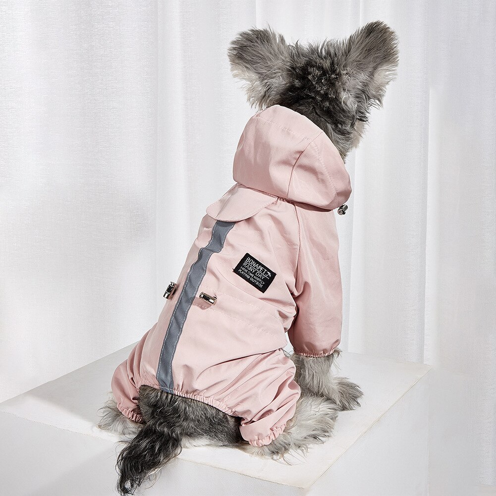 Impermeable Dog Clothes Jacket Waterproof Mesh Breathable Sweat-Absorbent Reflective Dog Raincoat Coat