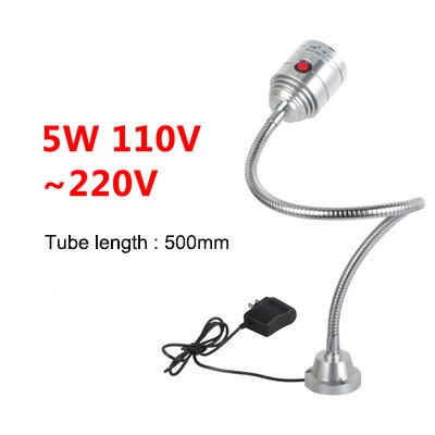 Luz LED de trabajo para máquina herramienta, lámpara de tallado de Jade de 24v y 220v, pequeña iluminación de perforación Industrial, lámpara de mesa, torno CNC, 1W, 3W, 5W: 5w 220v 500mm