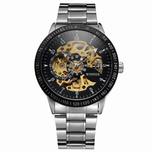 Winnaar Horloges Mannen Beroemde Top Mechanische Horloges Black Roestvrij Stalen Band Automatic Skeleton Horloges Mannelijke Klokken: 2