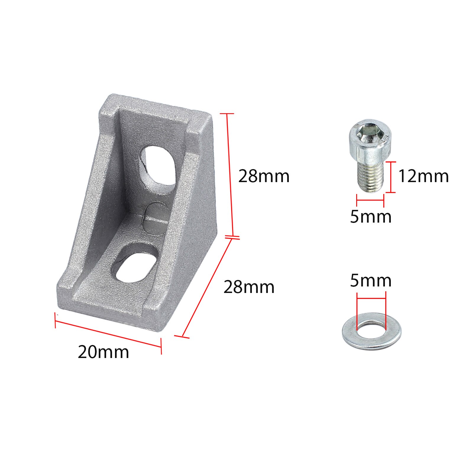 JUSTOOL 20pcs Corner Fitting Angle Aluminum Connector Angle Code Bracket Fastener Furniture Hardware Woodworking Tool Set