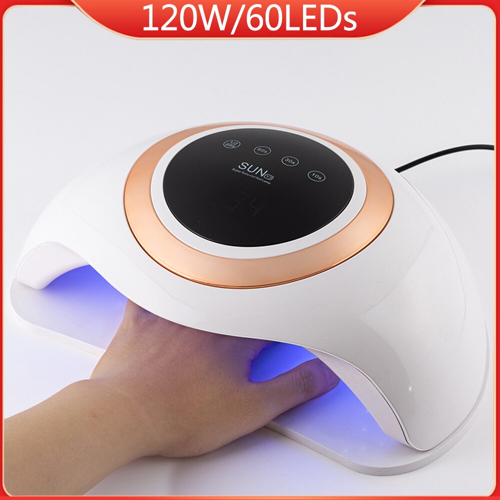 Lámpara UV Led de alta potencia de 120W para secador de uñas, barniz de Gel UV con 60 Led, lámpara para uñas, Gel para manicura y Arte para uñas