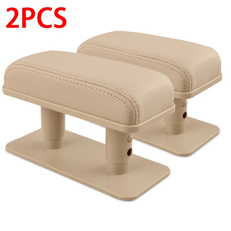 Cojín Universal para Reposabrazos de coche, almohadilla protectora para brazo, Codera de cuero Pu, posición de copiloto principal, antifatiga: 2pcs Beige