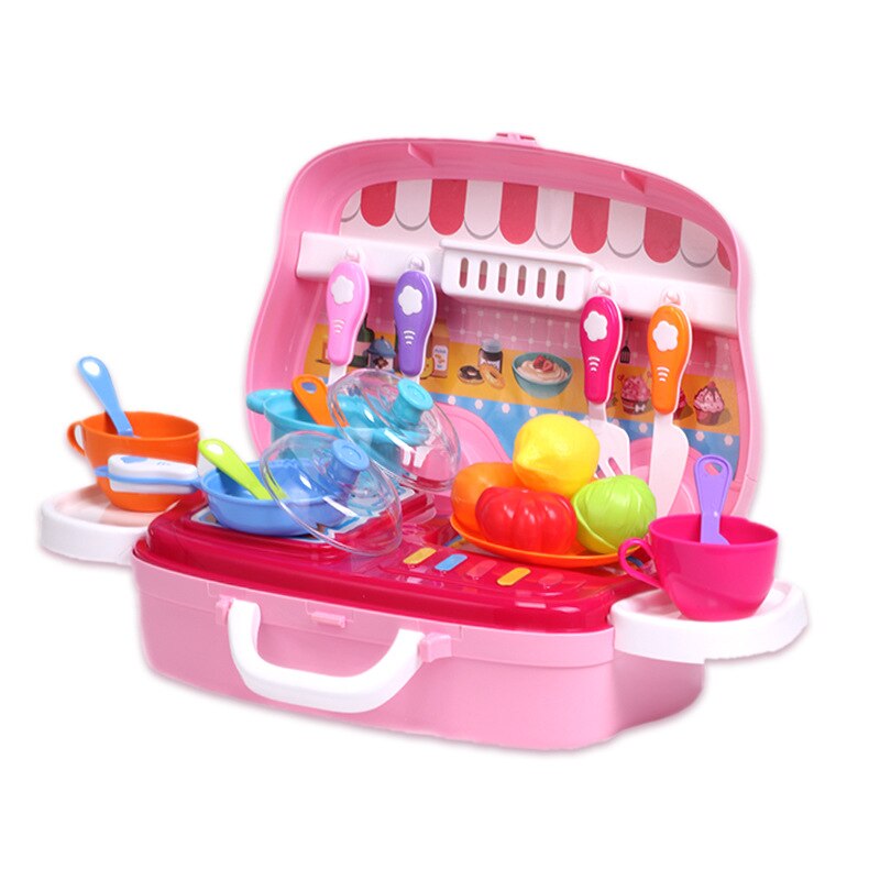 Dom zabaw dla dzieci zabawka kuchenna dziewczyna Model kosmetyczny plastikowy przyrząd walizka zabawkowy zestaw lekarski zestaw: Tableware Suitcase