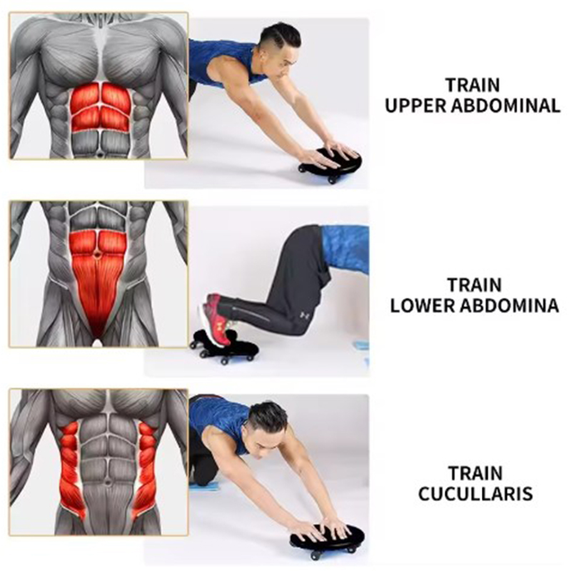 Abdominal Fitness Disc Silent Belly With Four Wheel Abdominal Exercise Gliding Disc PVC Universal Wheel Portable Ab Rollers