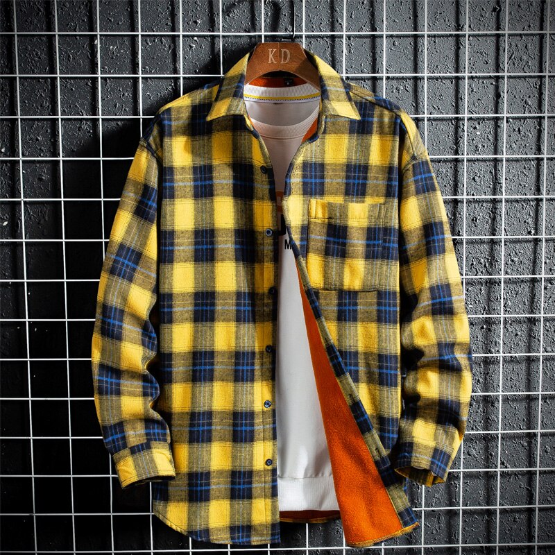 Chemise chaude pour hommes, en velours Plus épais, à carreaux, à manches longues, à la , taille Plus, collection automne et hiver L-5XL