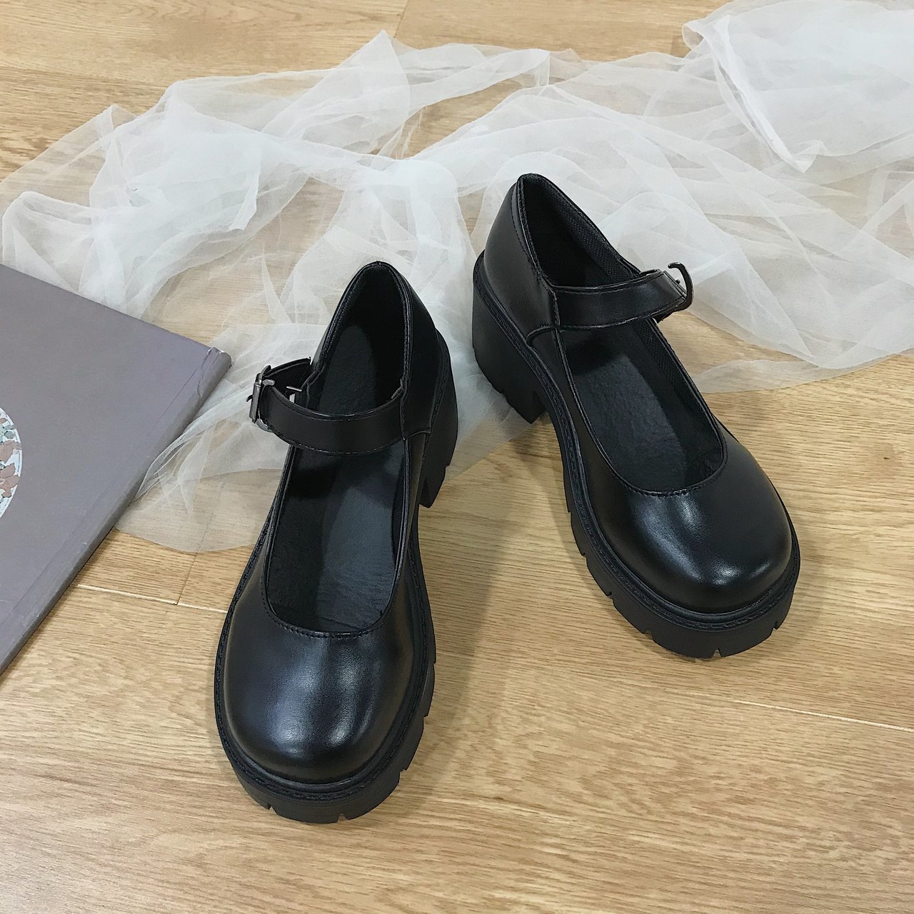 Zwarte Hoge Hakken Schoenen Vrouwen Pompen Wig Lakleer Platform Schoenen Vrouw Ronde Neus Mary Schoenen Mujer: A matte / 39