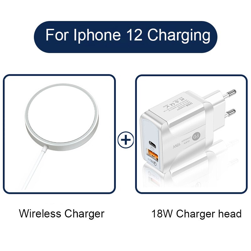 Bezprzewodowa ładowarka magnetyczna 15W robić telefonu Iphone 12 zawodowiec Max szybka ładowarka robić telefonu Iphone 12 mini PD szybka ładowarka: z EU ładowarka głowa