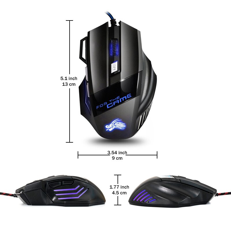 Gaming headset 7.1 dyp bass stereo spillhodetelefoner med mikrofon fargerikt led-lys for pc bærbar pc + spillmus + musematte