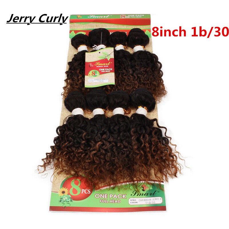 Eunice Ombre Hair Extensions Kinky Curly Weave Synthetic Hair Bundles 8pieces/lot 1 Pack 8-14"INCH: 1B/30HL