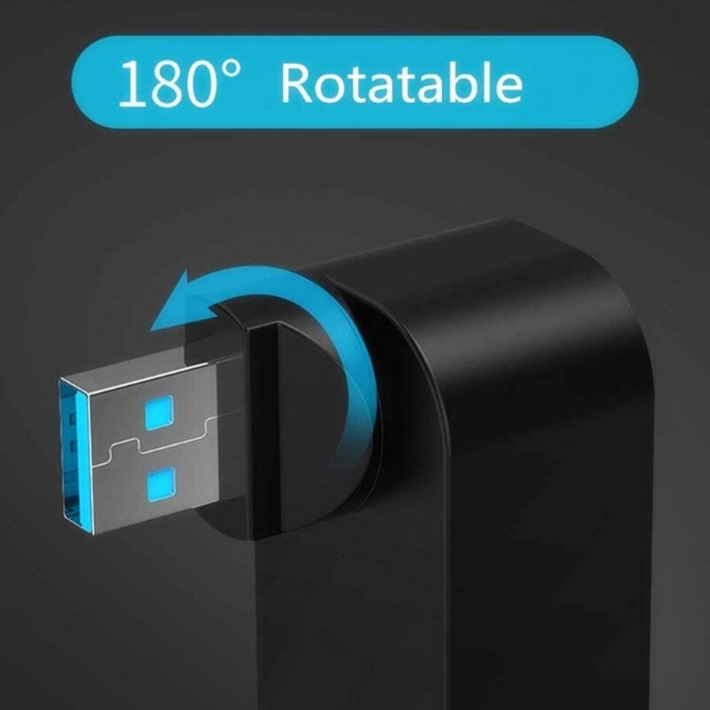 USB 3.0 Hub 90°/180° Degree Rotatable USB Splitter USB to USB Adapter Hubs for Windows PS3, PC, MAC, Laptop, Mac Book