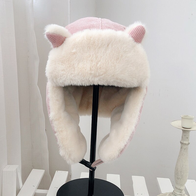 K79 Women&#39;s Hat Winter HaTt Ushanka hat For Female Thicken Cold Cap Warm Hat Windbreak Hat Warm Hat Pilot Cap Hat With Earflaps: K79-Pink
