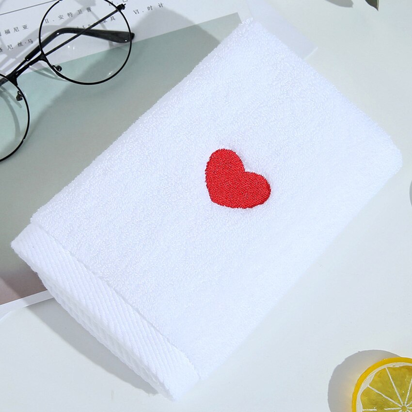 Nordique ensemble de serviettes visage petite serviette Cactus coeur brodé bain douche serviettes salle de bain blanc coton adultes enfants serviette de bain: Heart / 3pcsTowel Set