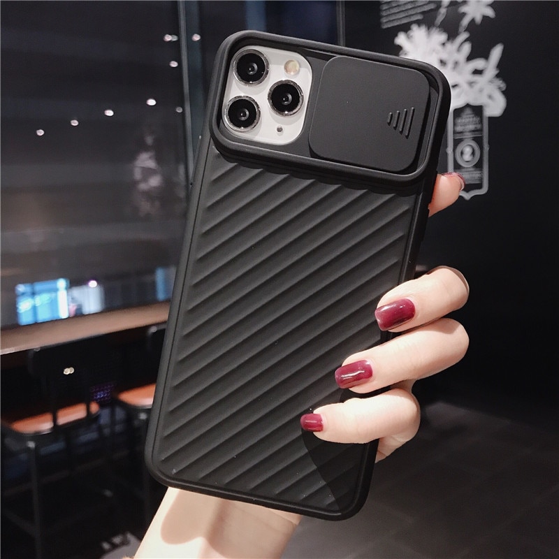 Funda protectora para teléfono con cámara deslizante para Iphone 11 Pro Max Xr Xs Max 6s 8 7 Plus funda trasera completa de silicona Tpu suave