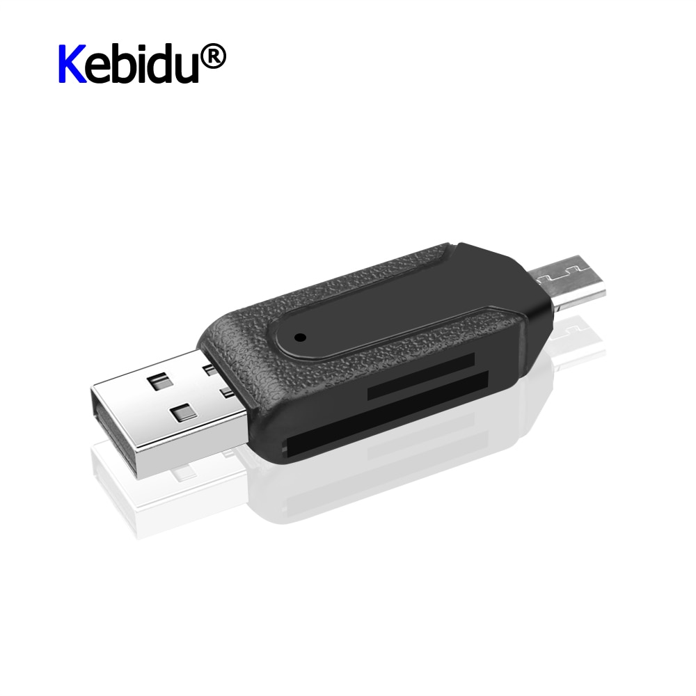 Mini usb adapter 2 i 1 usb otg kortlæser mikro usb otg tf/sd kortlæser til telefonudvidelse headers mikro usb otg adapter