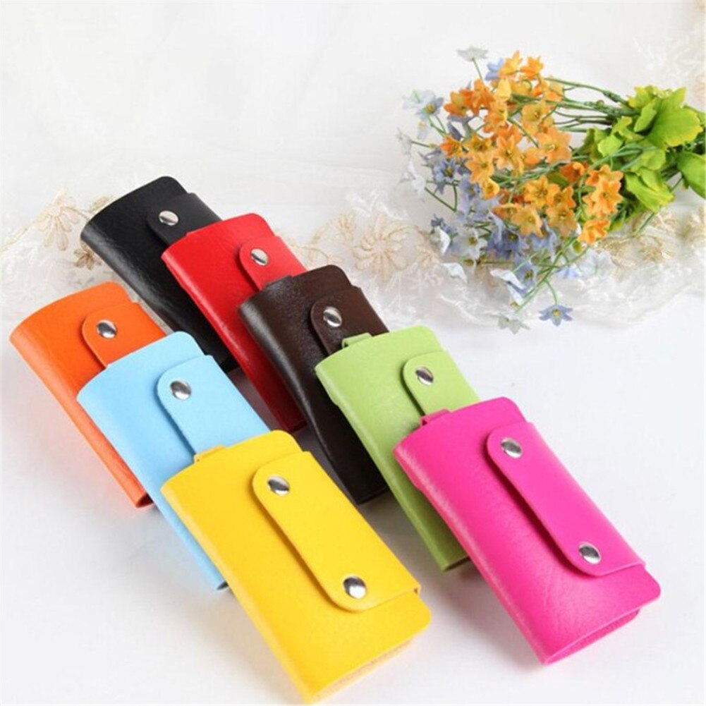 1 PC Draagbare Lederen Huishoudster Houders Auto Sleutelhanger Key Holder Bag Case Unisex Wallet Cover Eenvoudige Effen Kleur Opbergtas