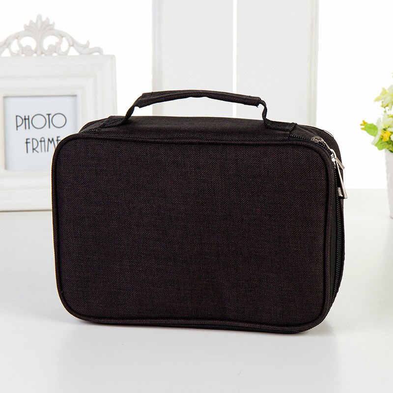 School Potlood Gevallen Voor Meisjes Jongen Pencilcase 72 Gaten Pen Box Canvas Multifunctionele Opbergtas Case Pouch Briefpapier Kit: Black