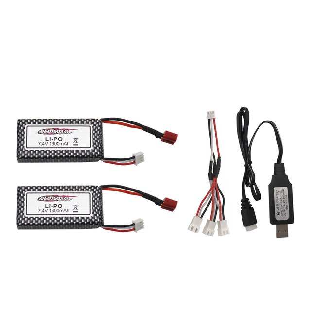 Limskey Li-polymer Battery - 1600mAh 7.4V 2S - Charger Set for XLH 9125 RC Car: Blue