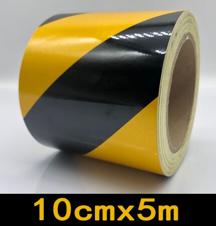Self-Adhesive Reflective Safety Warning Tape Road Traffic Construction Site Reflective Tape: blakc yellow 10cmx5m