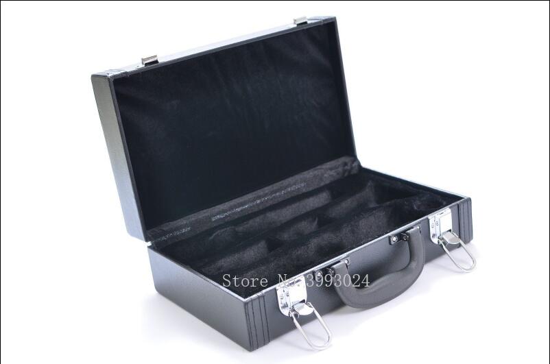 Black leather hard clarinet case for clarinet