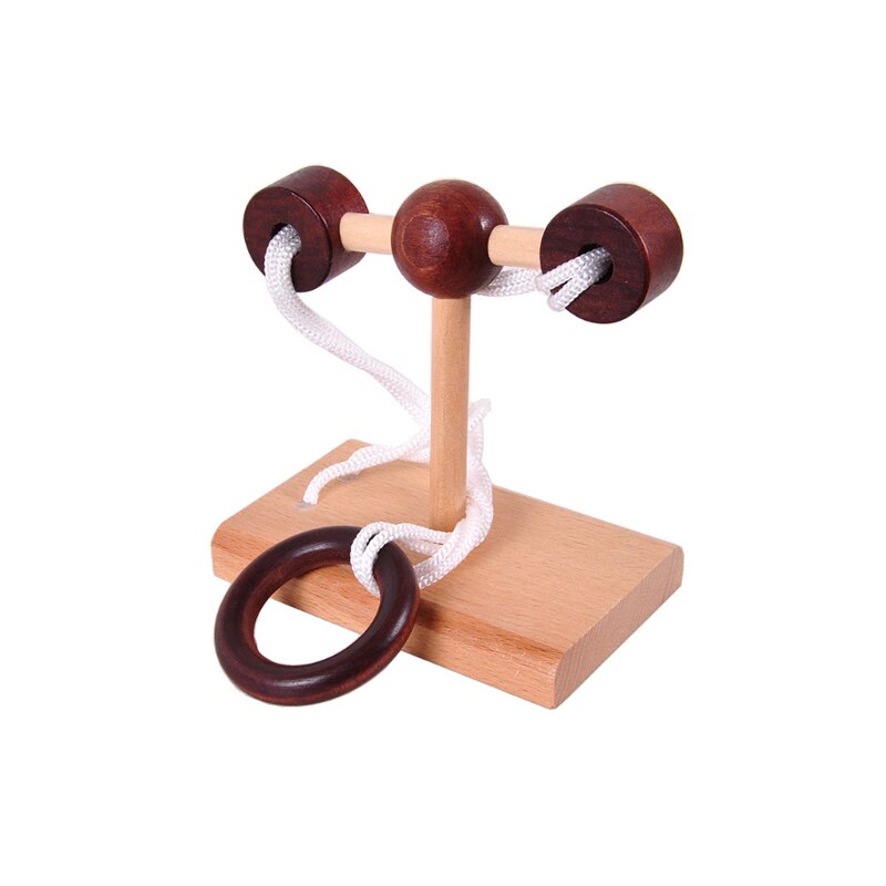 1 Piece Of Retro Style Wooden Educational Toy Solution Ring Unlock Solution Set Ring Puzzle Rope Toy