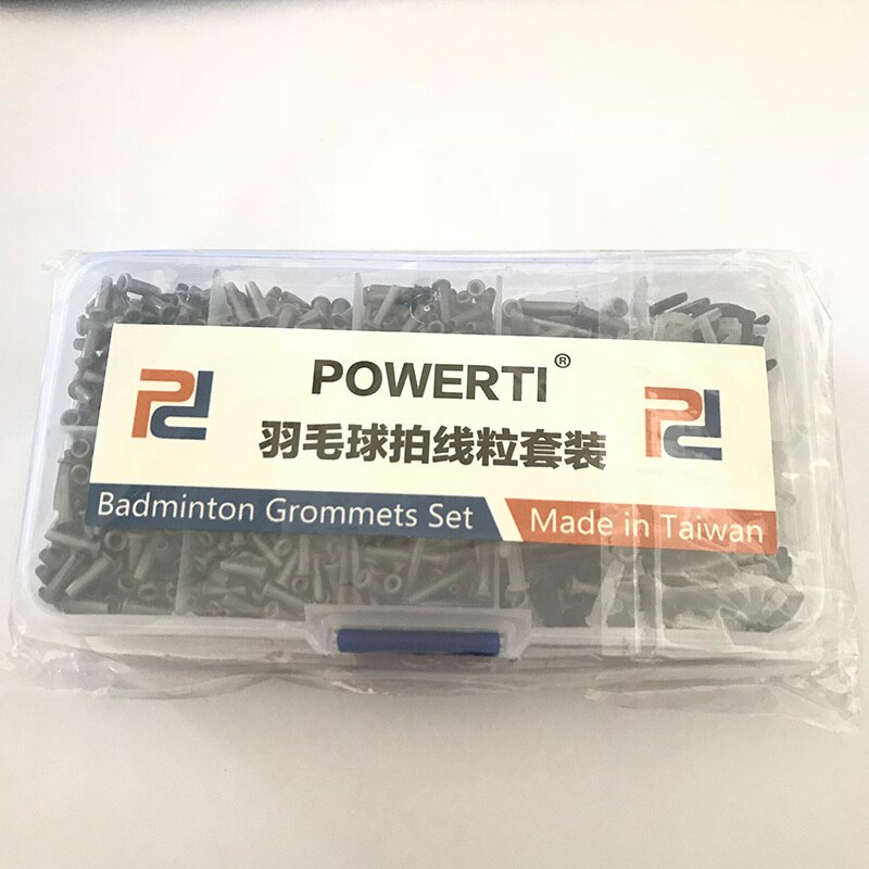 Powerti Mini Badminton Racket Grommets Oogjes Emmer Rijgen Gereedschap voor Badmintonracket Zwart Grijs Wit kleur: sliver-gray